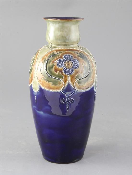 A Royal Doulton stoneware vase, decorated by Francis C. Pope, height 26cm